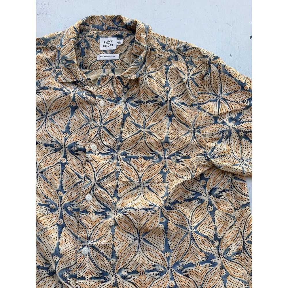 Men's Flint and Tinder Shirt Multicolor L Hawaiian Tropical Luau Surf Camp Beach